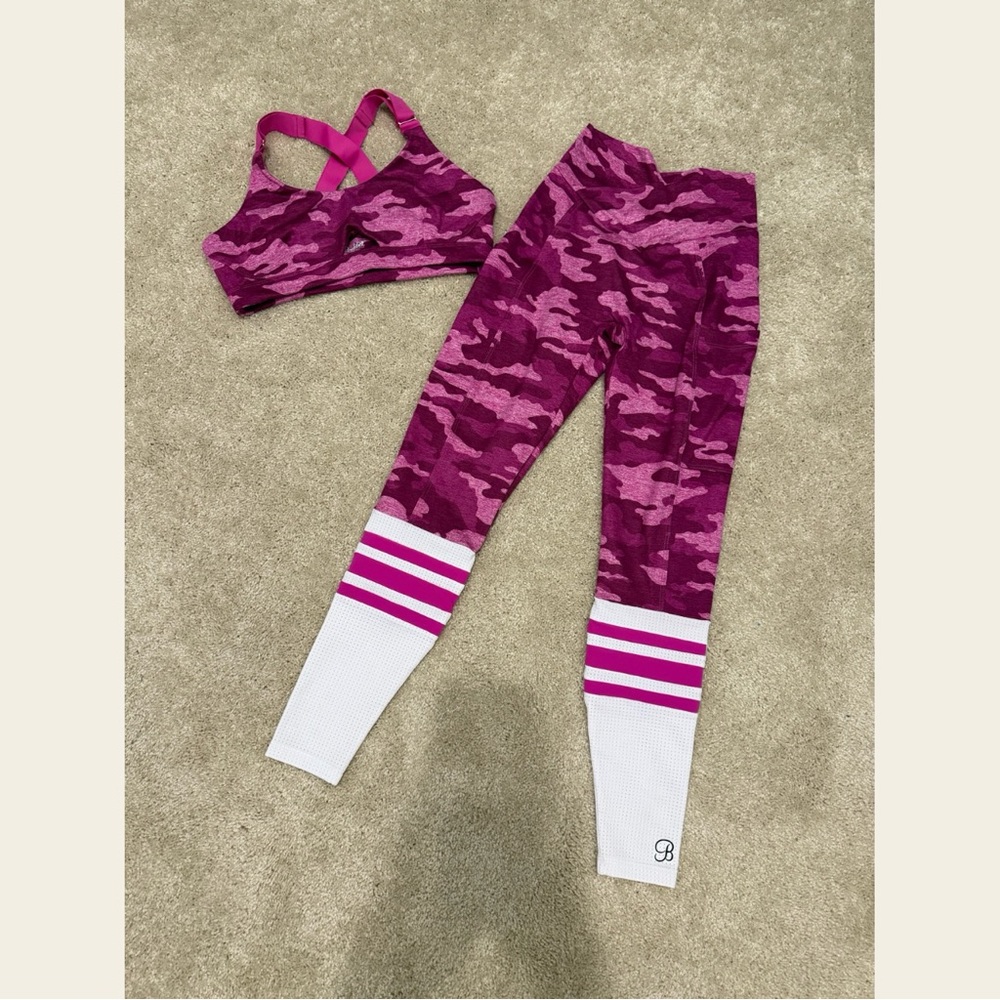 Pink Camo Sports Bra and Leggings Set- cross listed on Mercari!